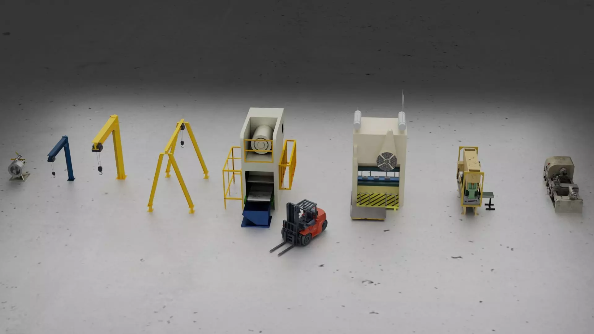 Industrial Machinery Vehicles Set High-Quality 3D Assets Low-poly 3D model_1