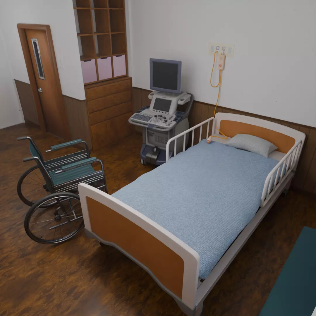 Private room at the hospital 3D model_1