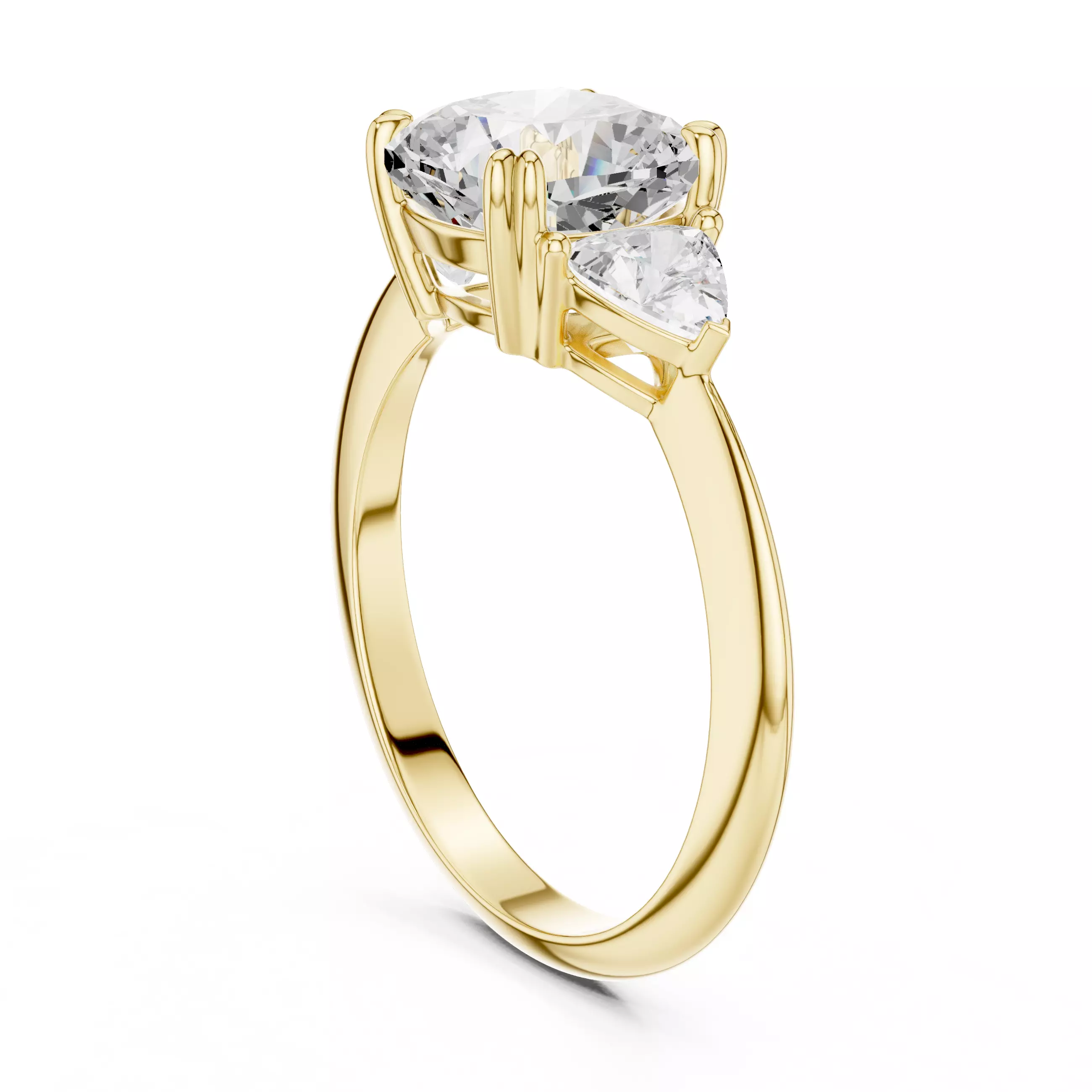 Cushion Trillion Cut Three Stone Engagement Ring 3DM STL Video 3D print model_6