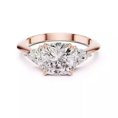 Cushion Trillion Cut Three Stone Engagement Ring 3DM STL Video 3D print model