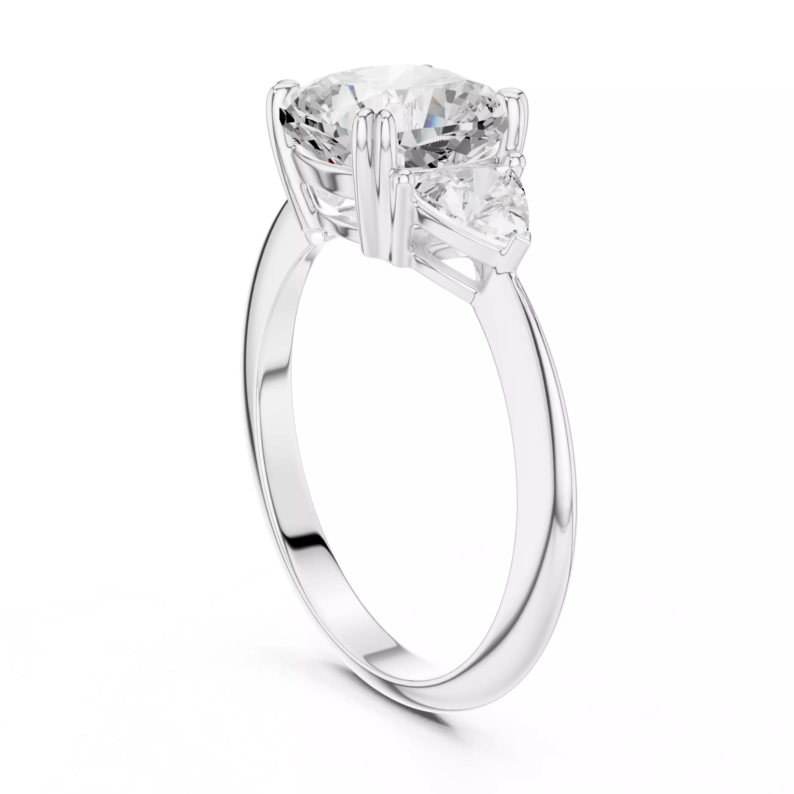 Cushion Trillion Cut Three Stone Engagement Ring 3DM STL Video 3D print model_9