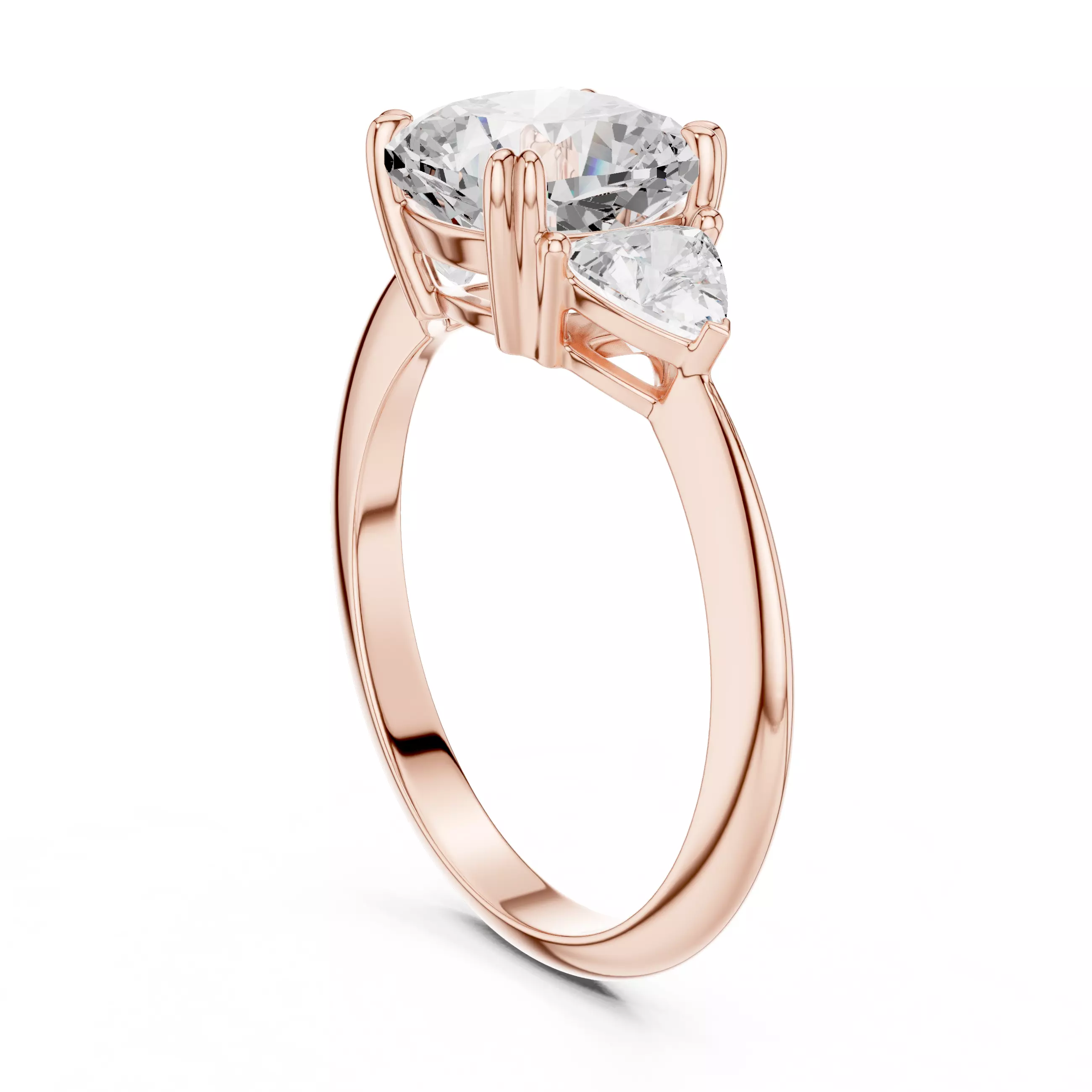 Cushion Trillion Cut Three Stone Engagement Ring 3DM STL Video 3D print model_3