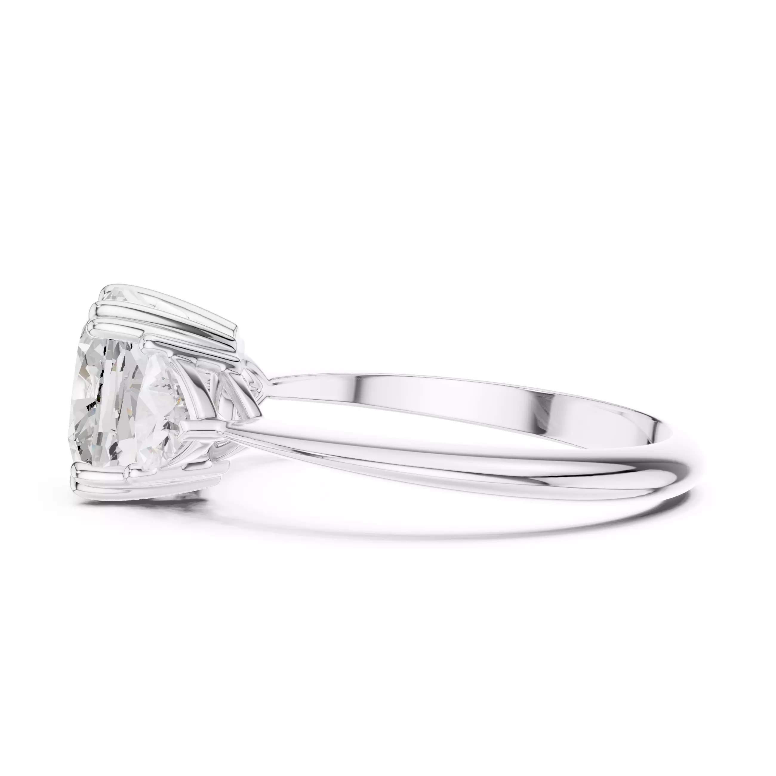 Cushion Trillion Cut Three Stone Engagement Ring 3DM STL Video 3D print model_11