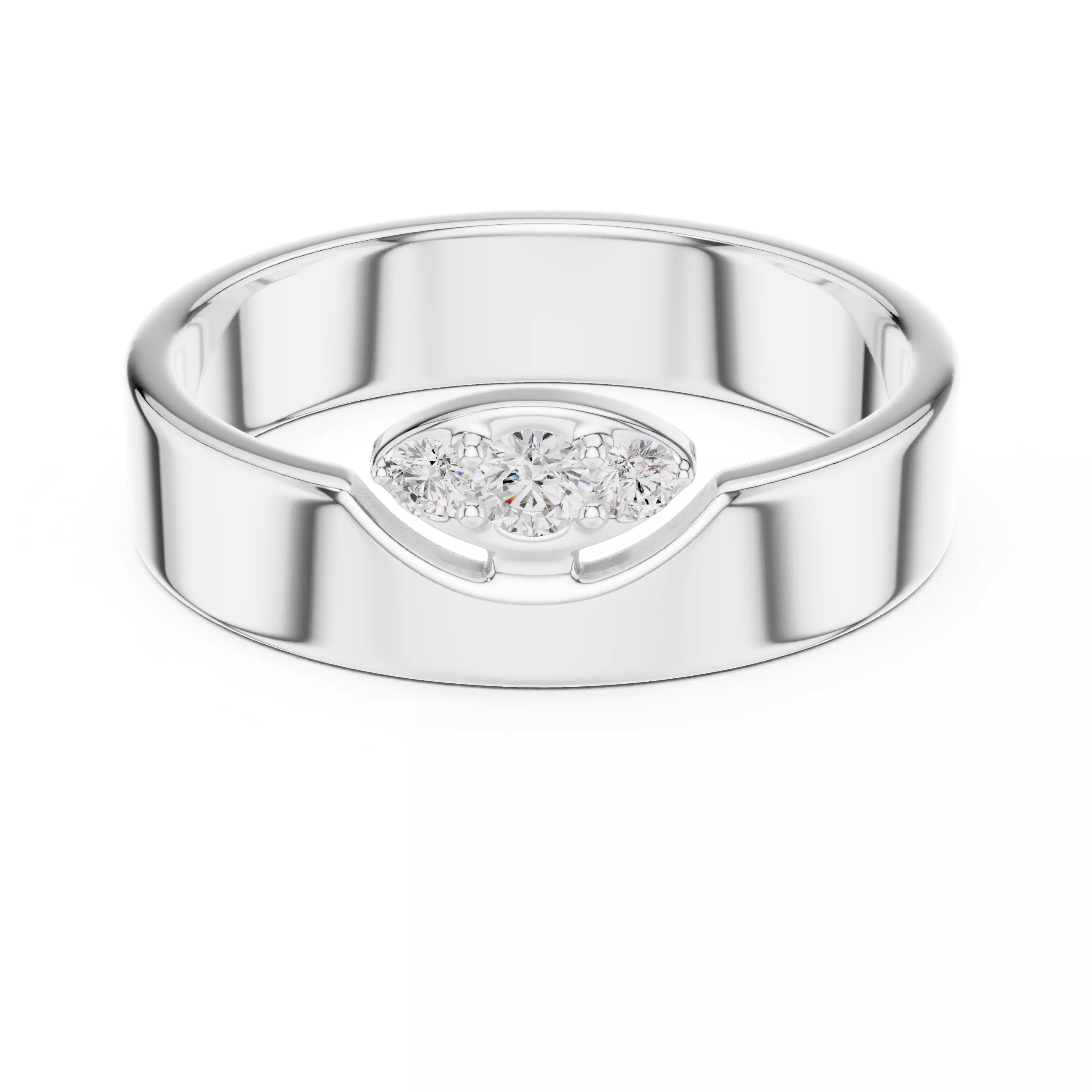 Round Cut Diamond Three Stone Wedding Ring 3DM STL Video 3D print model_2