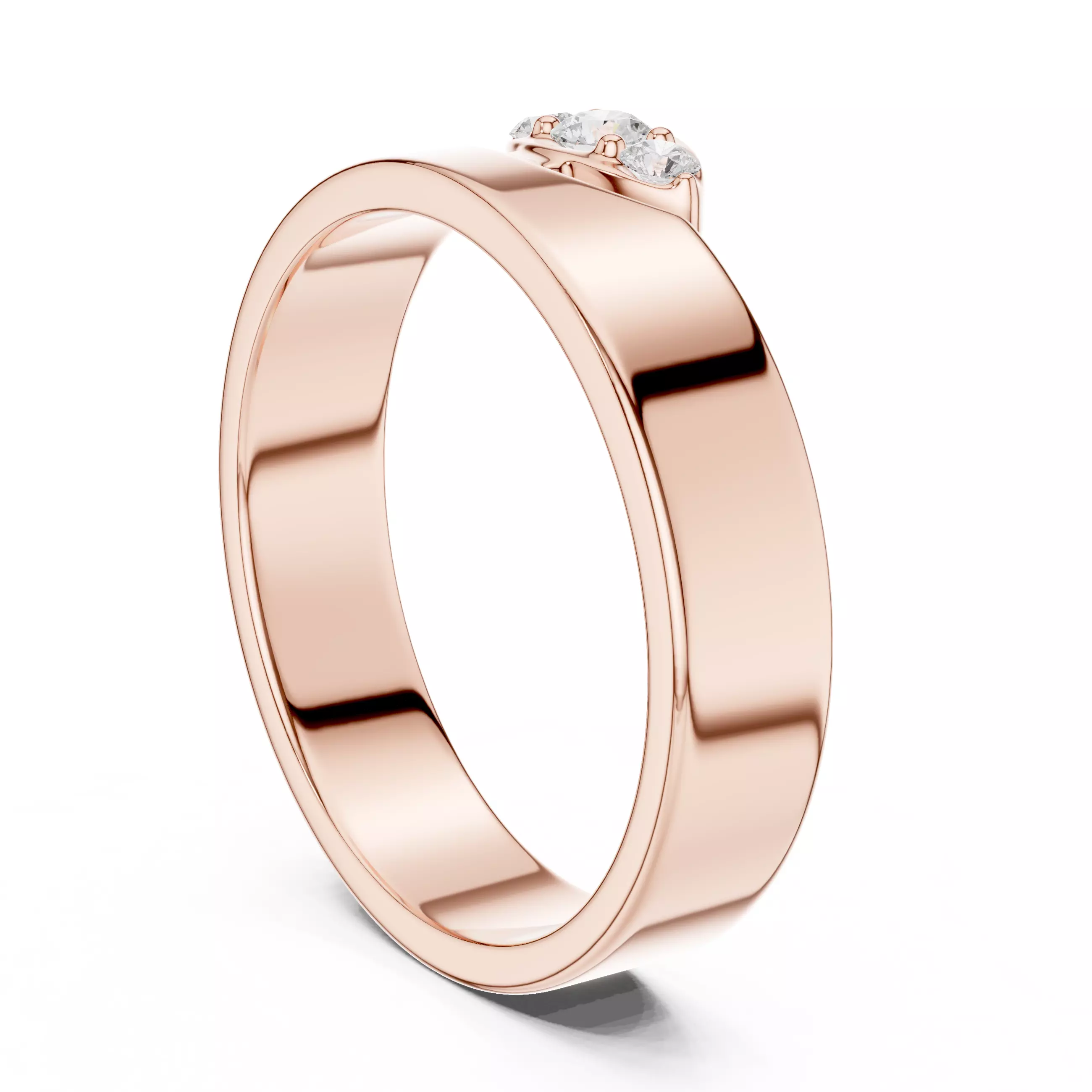 Round Cut Diamond Three Stone Wedding Ring 3DM STL Video 3D print model_3
