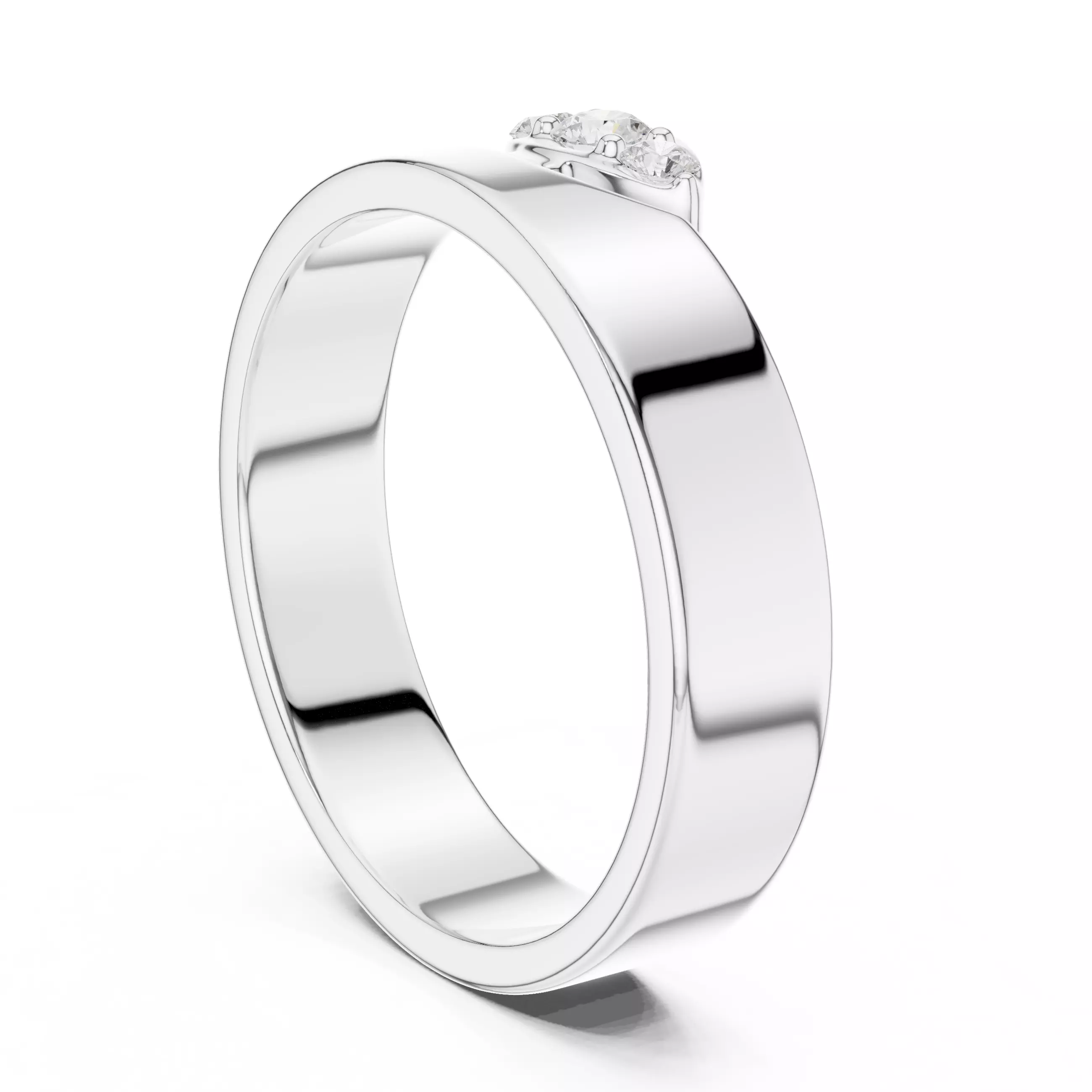 Round Cut Diamond Three Stone Wedding Ring 3DM STL Video 3D print model_9