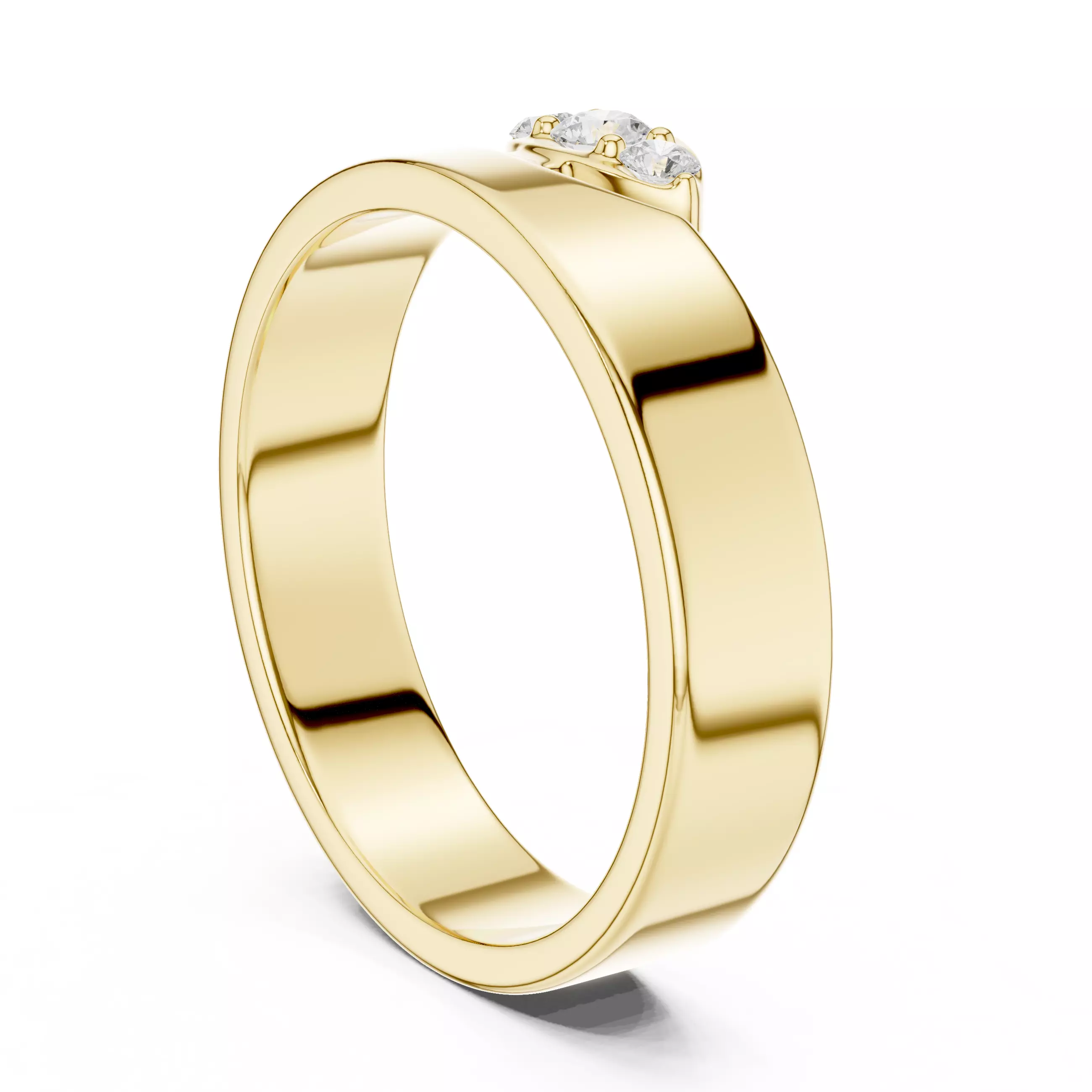 Round Cut Diamond Three Stone Wedding Ring 3DM STL Video 3D print model_6