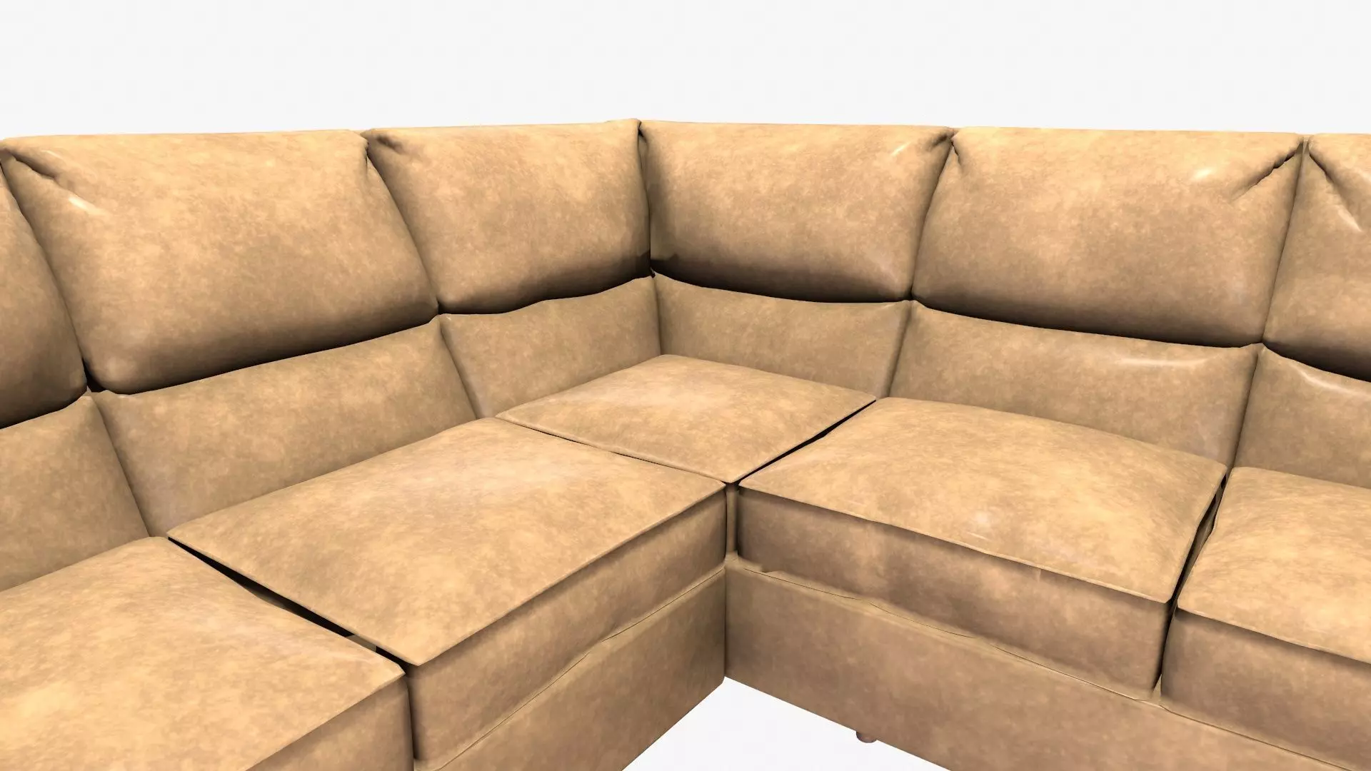 L Shape Leather Sofa Low-poly 3D model_7