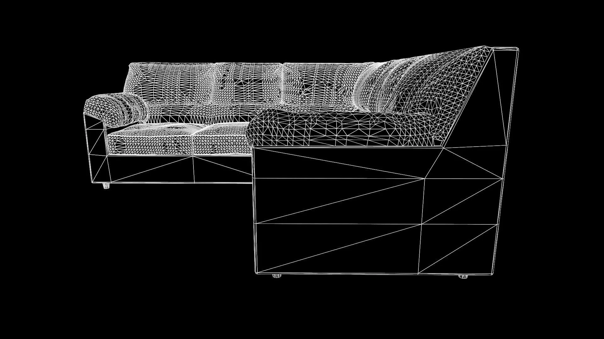 L Shape Leather Sofa Low-poly 3D model_12