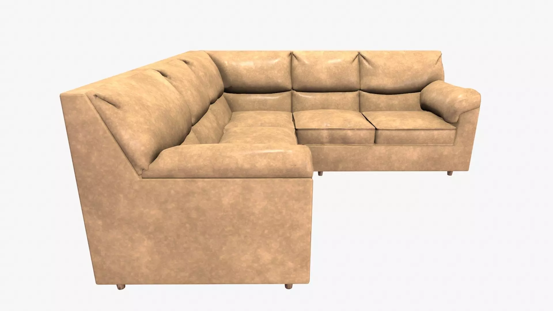 L Shape Leather Sofa Low-poly 3D model_8