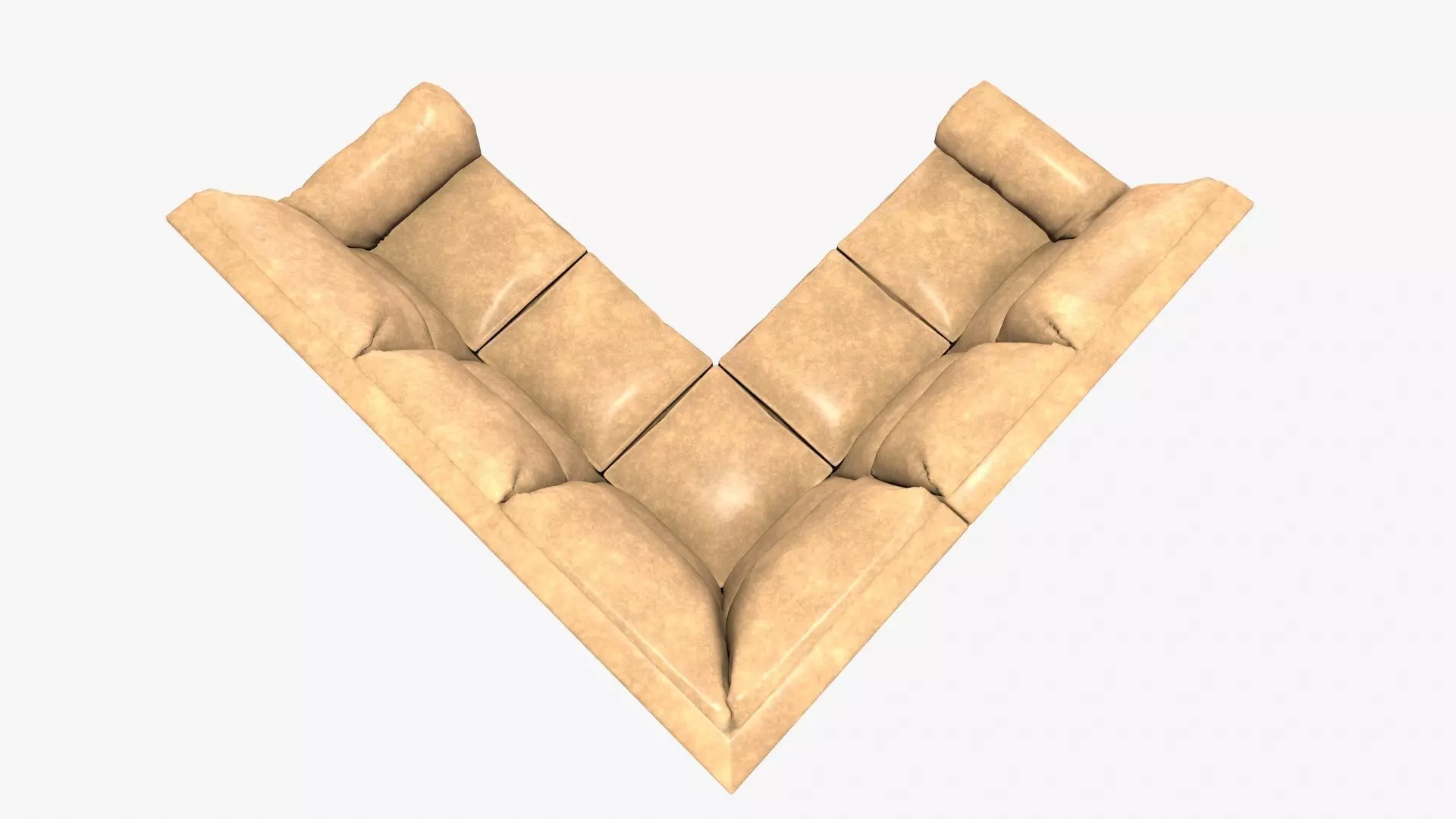 L Shape Leather Sofa Low-poly 3D model_5