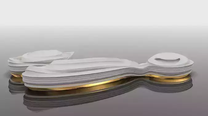 Futuristic building 3D model Low-poly 3D model 7