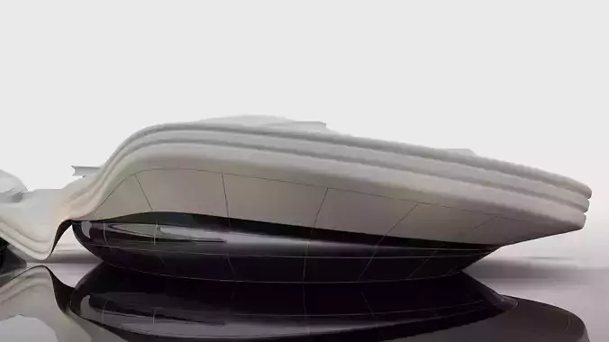 Futuristic building 3D model Low-poly 3D model 6
