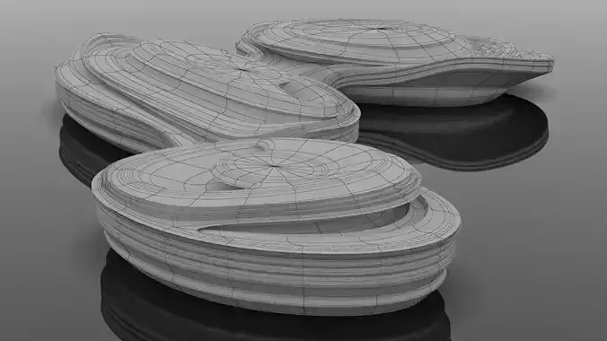 Futuristic building 3D model Low-poly 3D model 5
