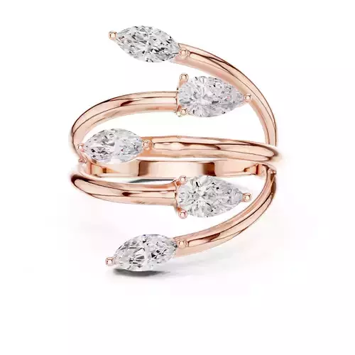 Marquise Pear Cut Bypass Engagement Wedding Ring 3DM STL Video