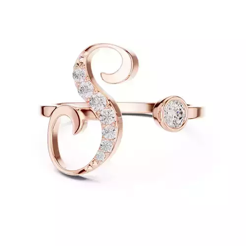 S Letter Round Diamond Open Cuff Wedding Ring 3DM STL Video