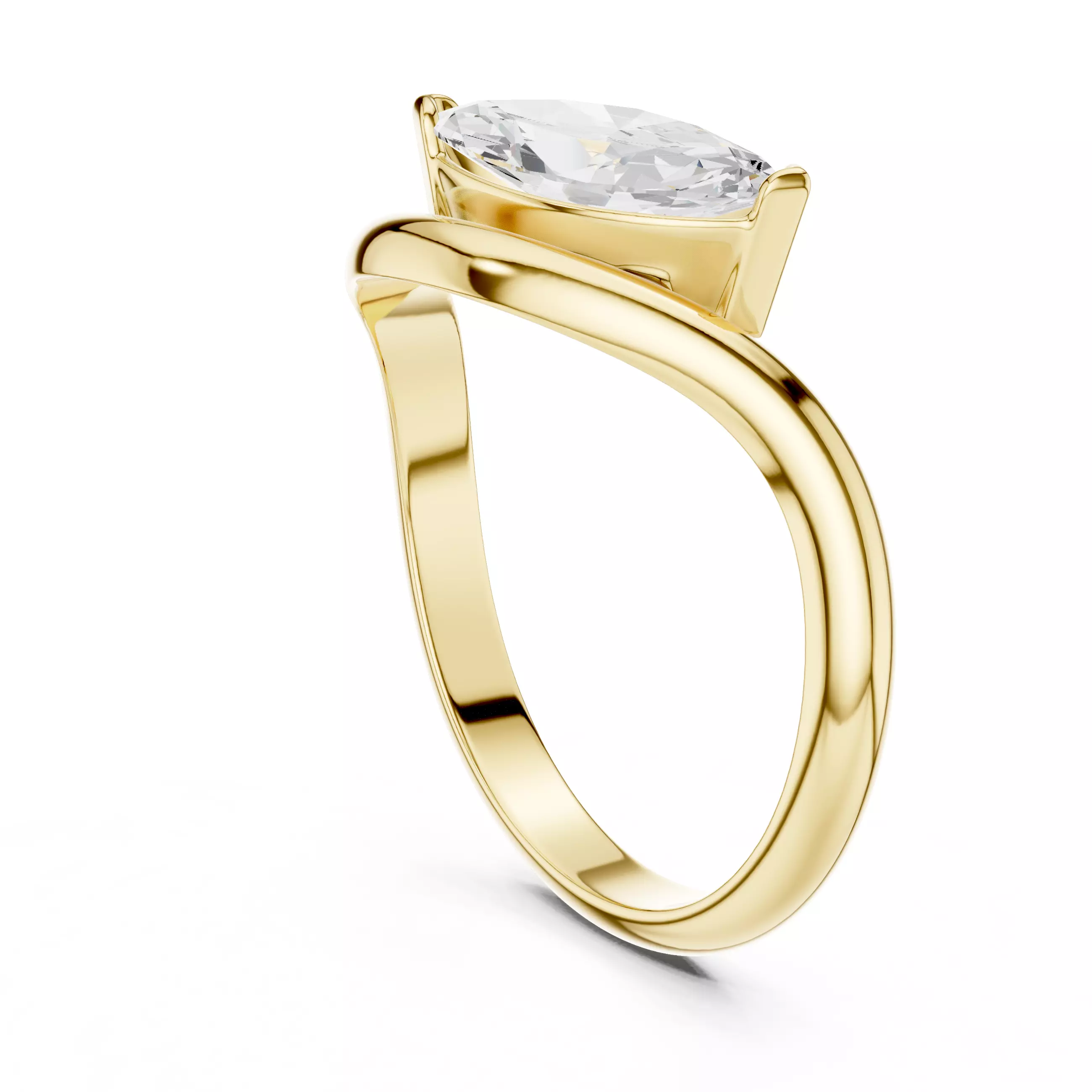 1CT Solitaire Marquise Cut Engagement Wedding Ring 3DM STL Video 3D print model_6