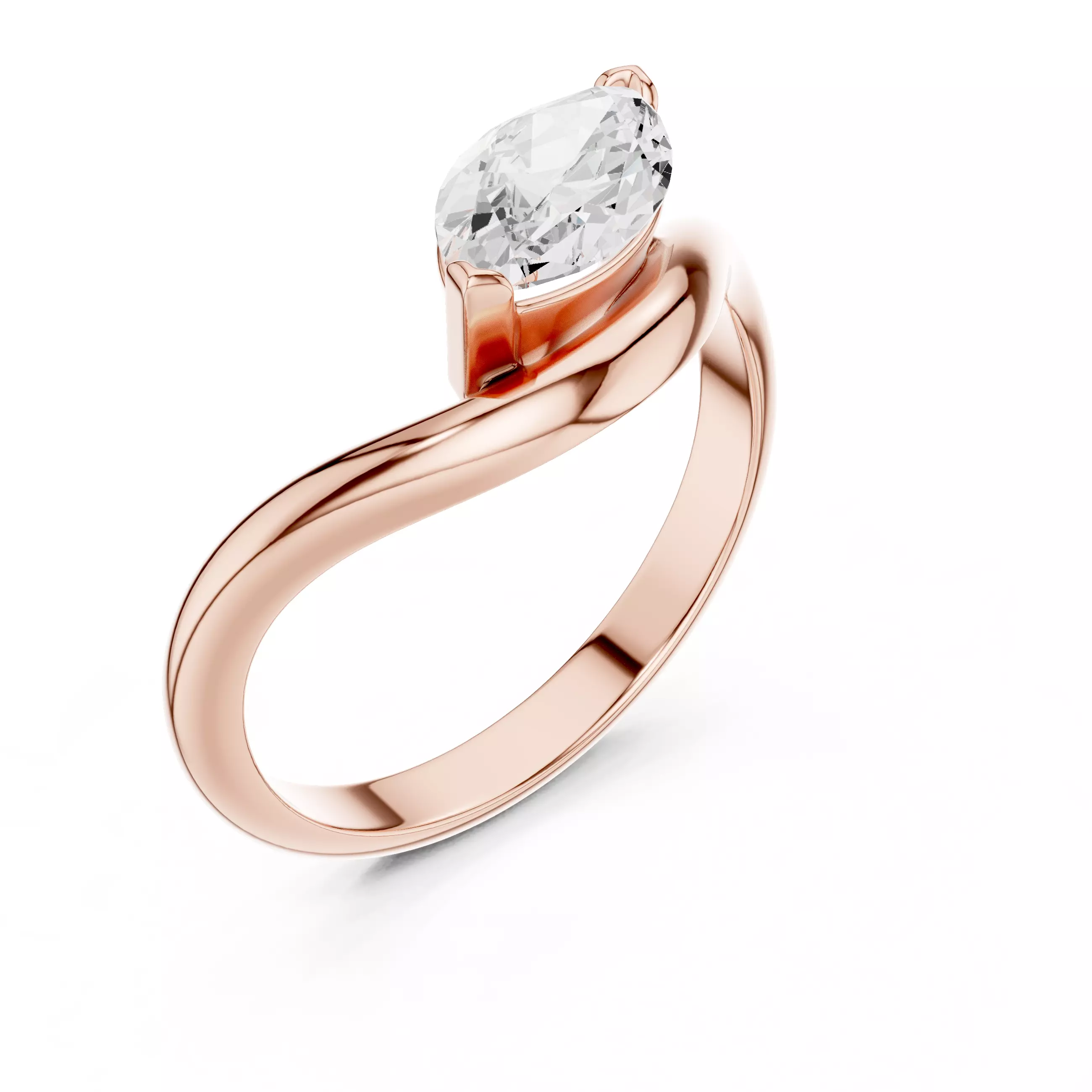 1CT Solitaire Marquise Cut Engagement Wedding Ring 3DM STL Video 3D print model_4