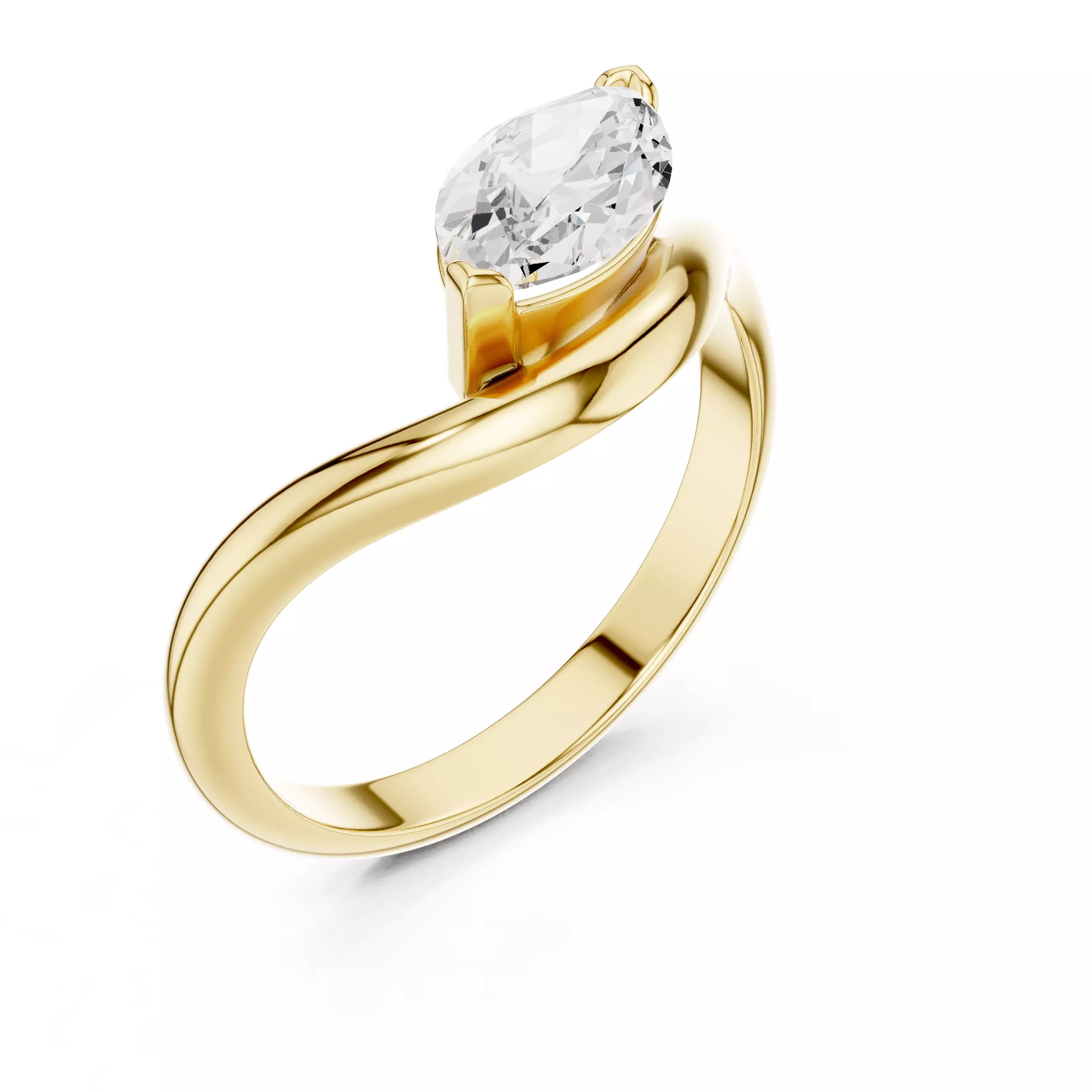 1CT Solitaire Marquise Cut Engagement Wedding Ring 3DM STL Video 3D print model_7