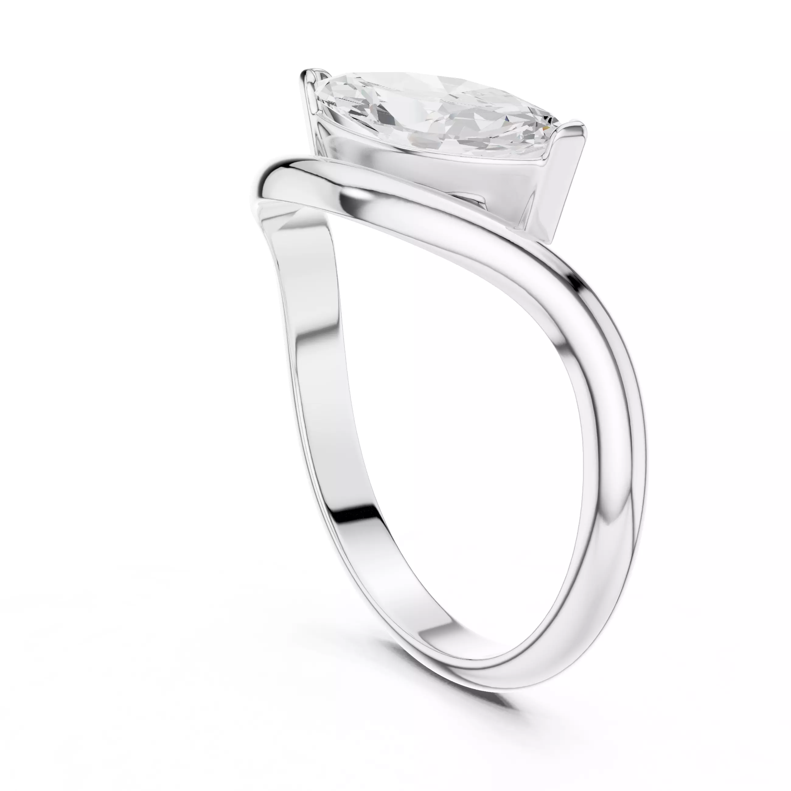 1CT Solitaire Marquise Cut Engagement Wedding Ring 3DM STL Video 3D print model_9