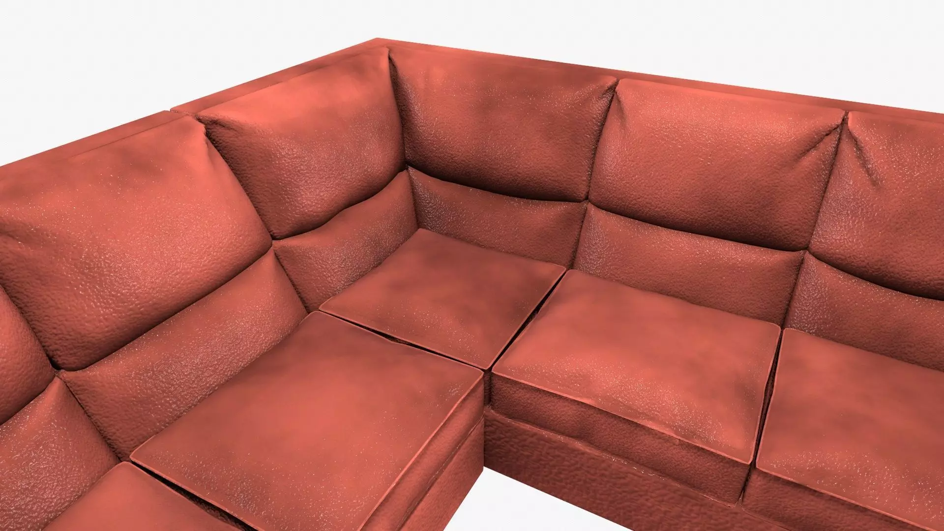 L Shape Leather Sofa Low-poly 3D model_4