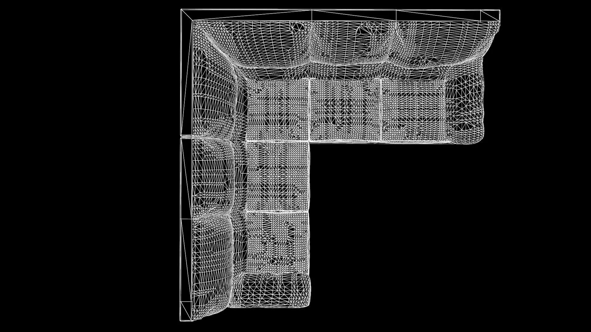 L Shape Leather Sofa Low-poly 3D model_8