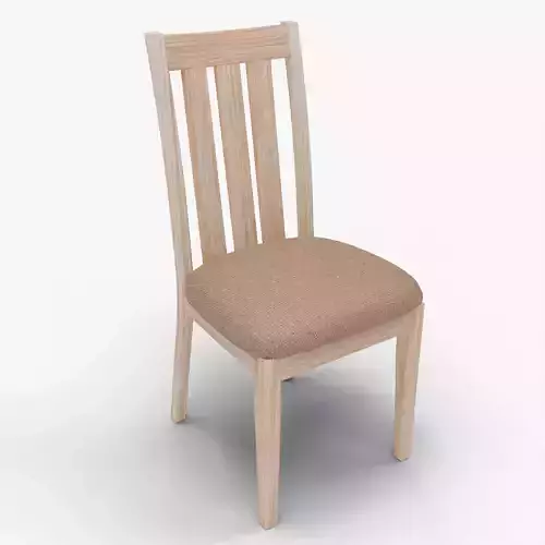Modern Wooden Dining Chair 3D Model with Realistic Cushion Seat Low-poly 3D model