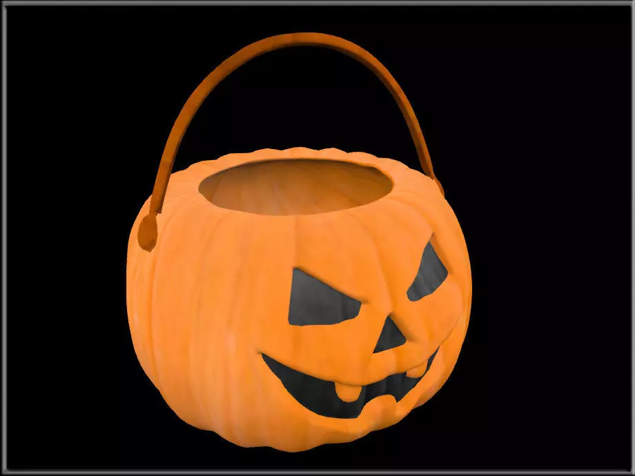 Halloween Candy Bucket Low-poly 3D model_2