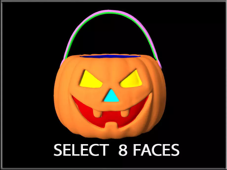 Halloween Candy Bucket Low-poly 3D model_4