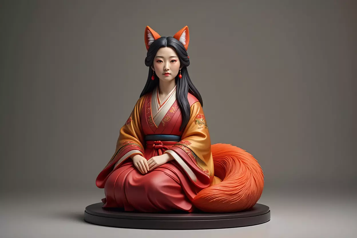 1998COLOR Fox Spirit Woman in Pu Song Ling Style 3D print model_30