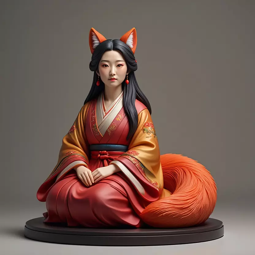 1998COLOR Fox Spirit Woman in Pu Song Ling Style 3D print model_32
