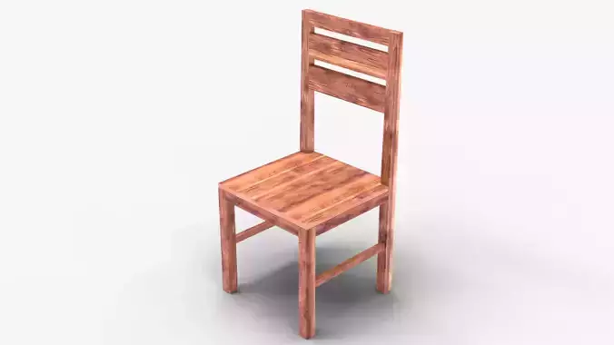  Classic Wooden Dining Chair 3D Model with  PBR Furniture Asset