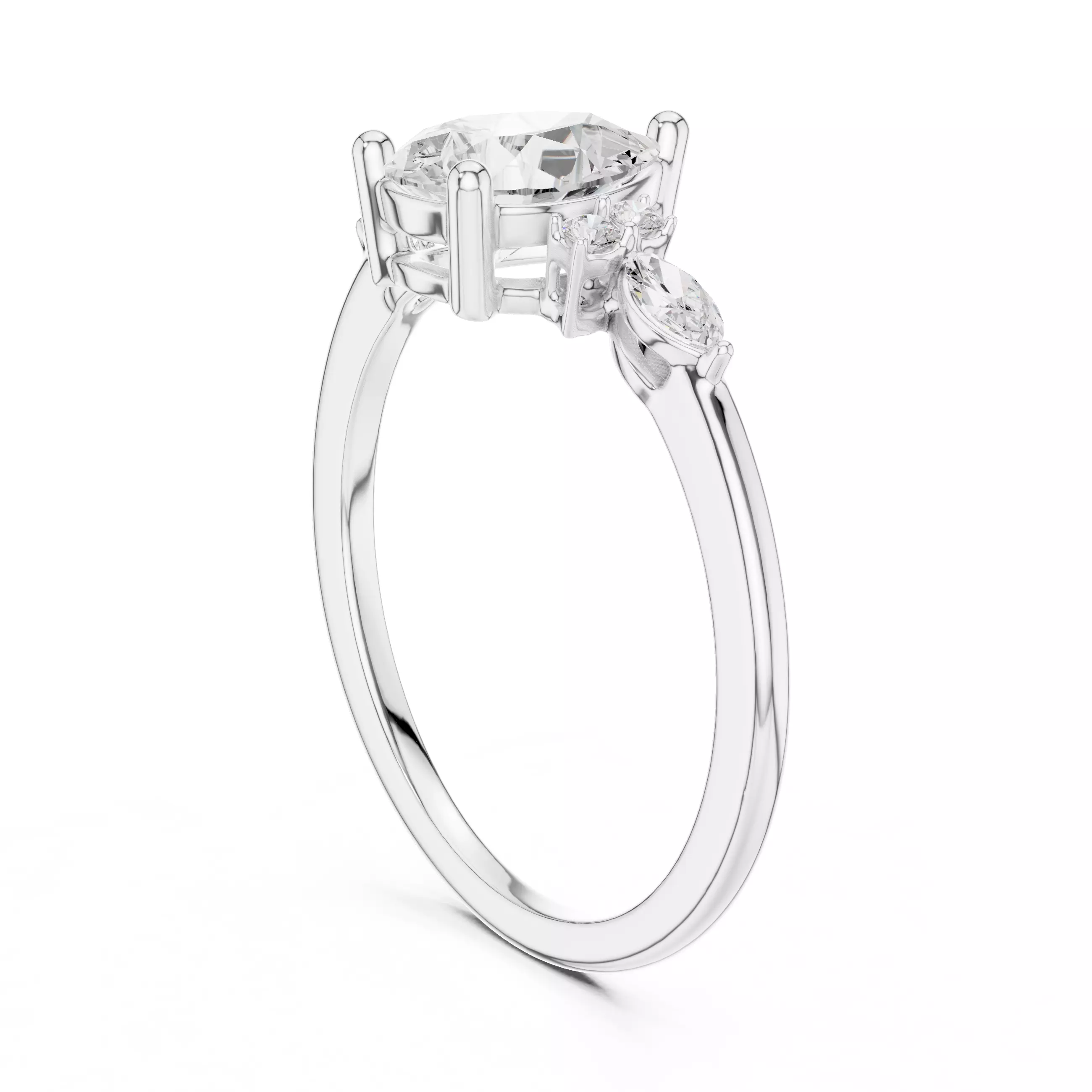 1CT Pear and Marquise Cut Seven Stone Wedding Ring 3DM STL Video 3D print model_9