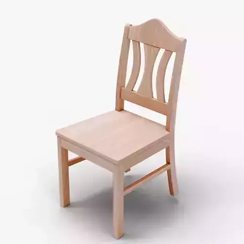 Classic Dining Chair with Detailed Wood Texture   Low-poly 3D model
