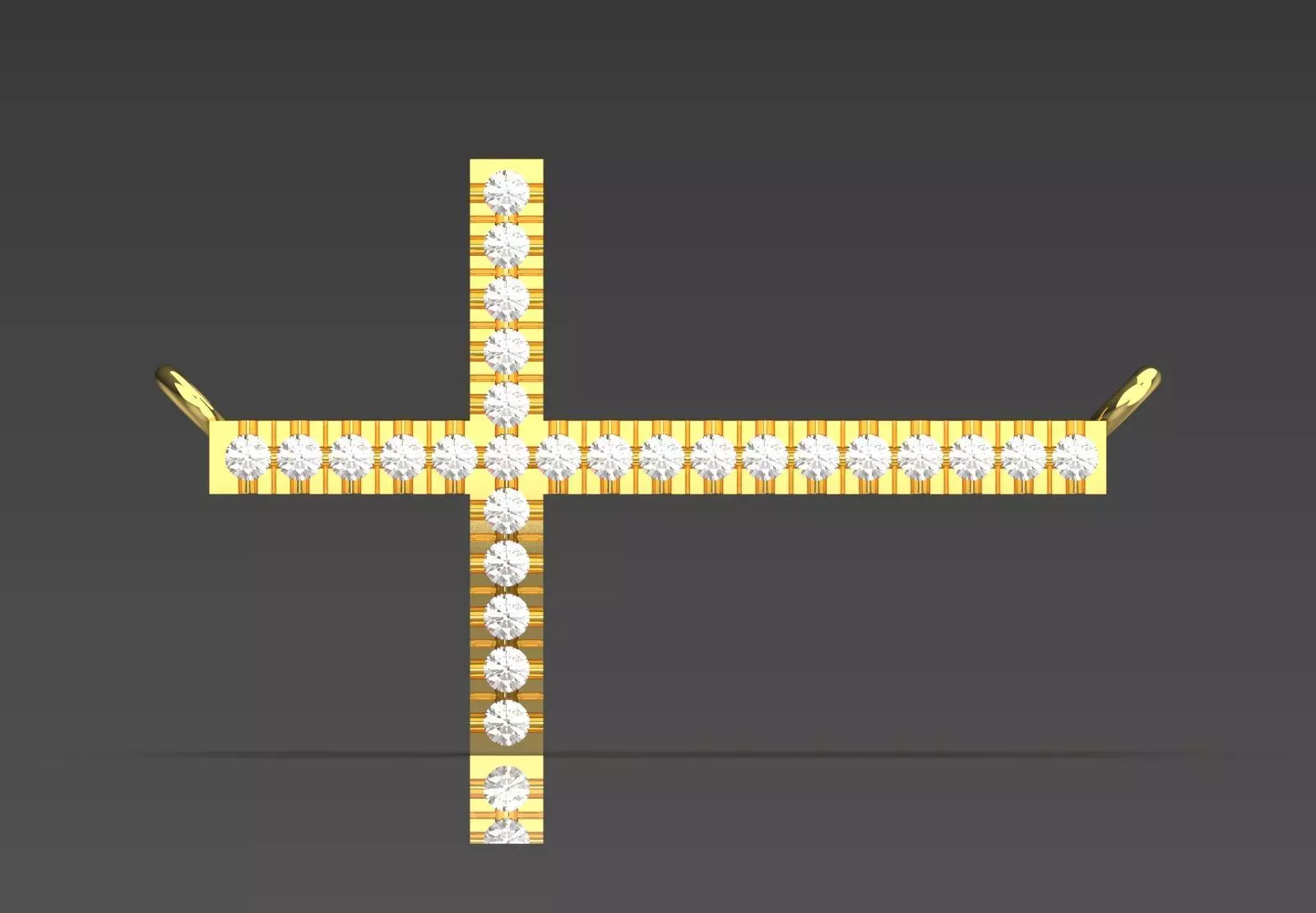 Yellow Gold Cross 3dm STL Pendant with Diamonds Model jp0206 3D print model_1