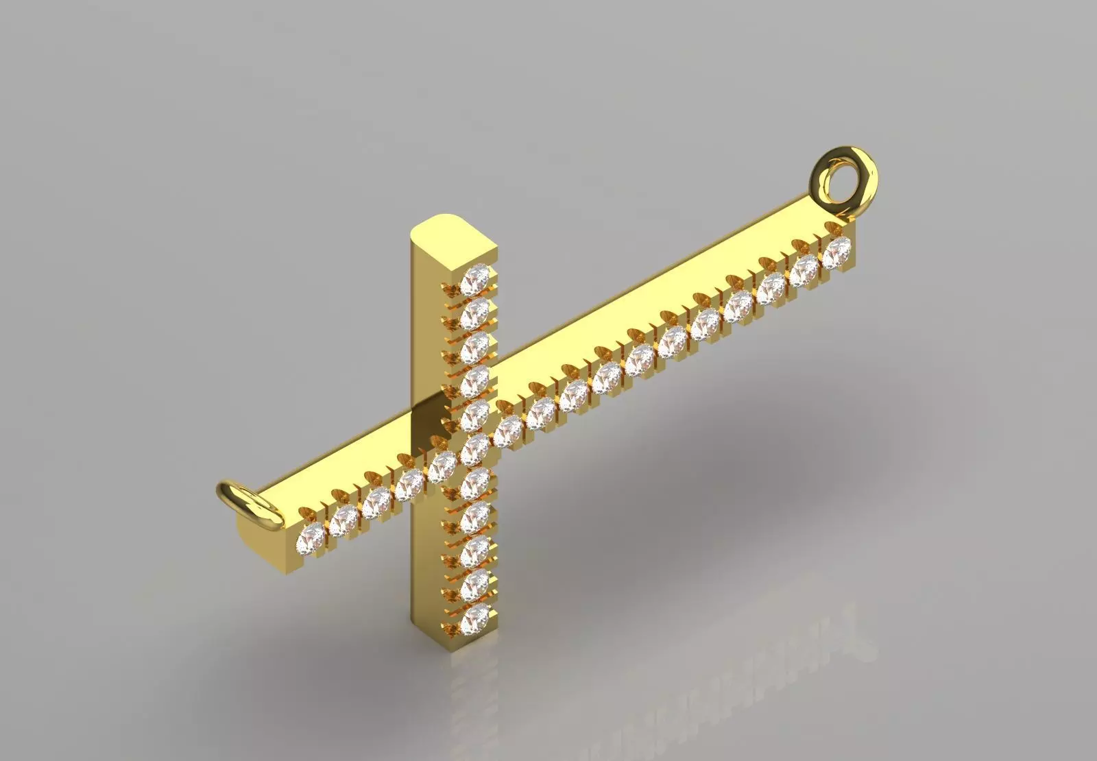 Yellow Gold Cross 3dm STL Pendant with Diamonds Model jp0206 3D print model_2