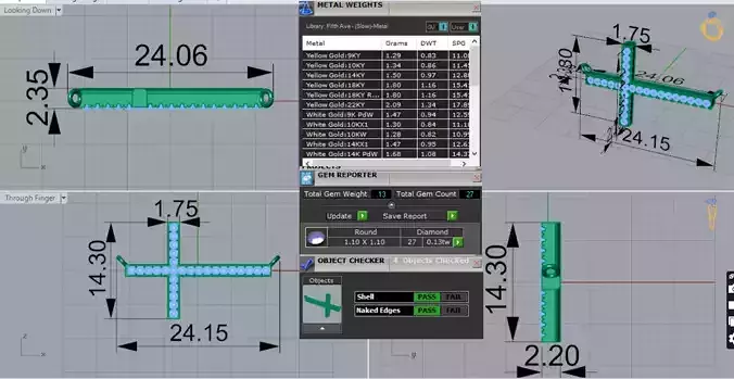 Yellow Gold Cross 3dm STL Pendant with Diamonds Model jp0206