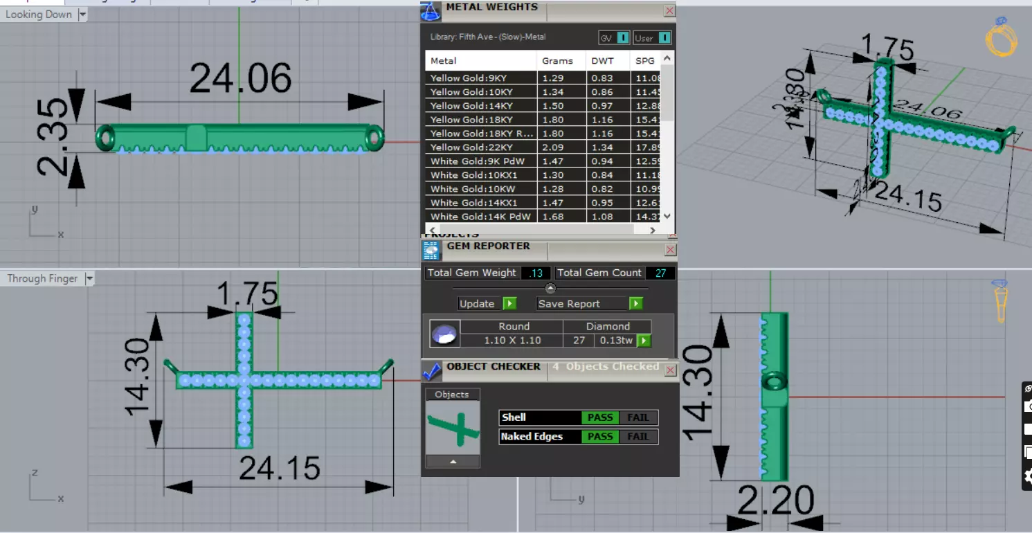 Yellow Gold Cross 3dm STL Pendant with Diamonds Model jp0206 3D print model_0