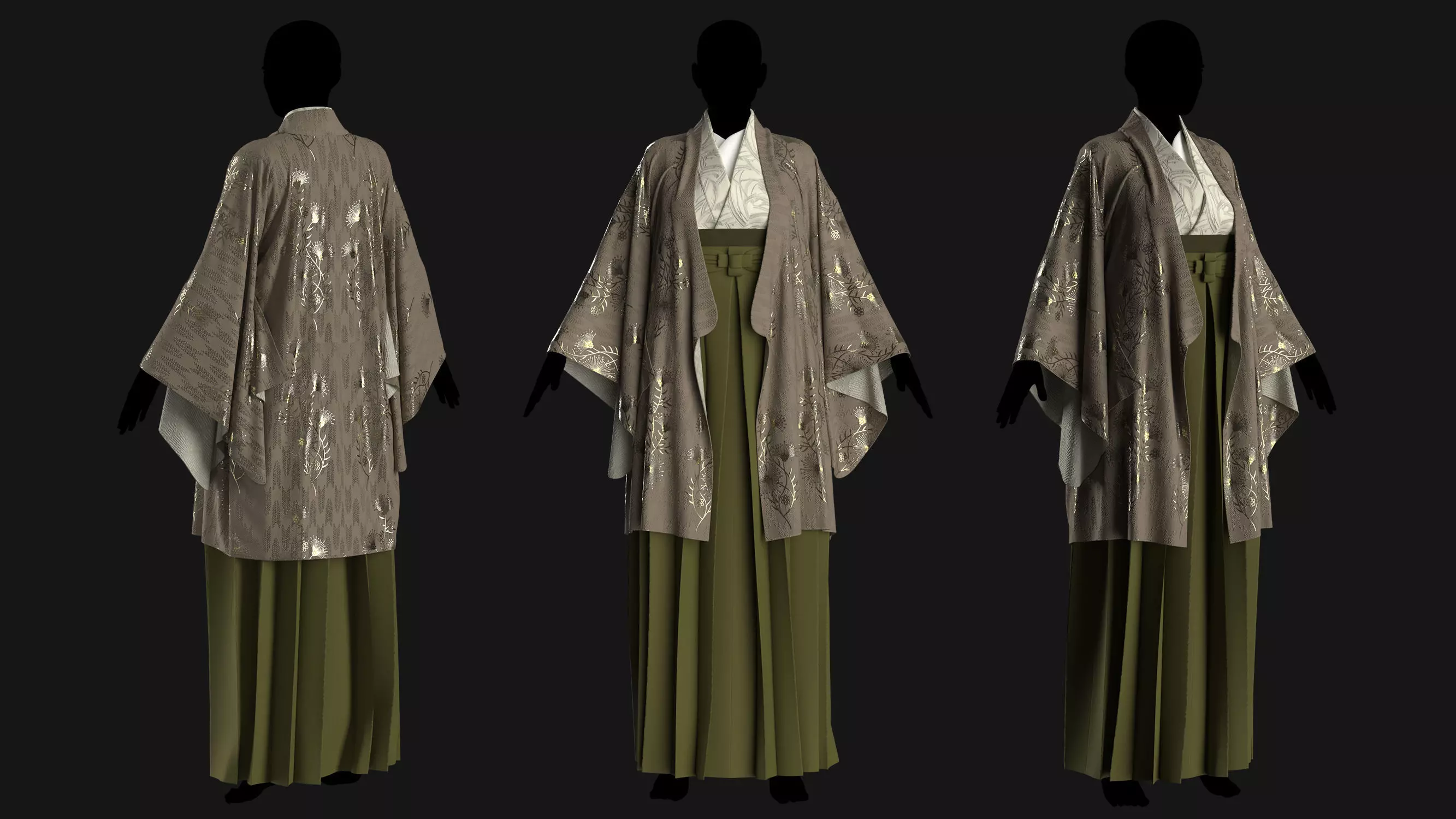 6 Female Kimono Outfit 3D model_13
