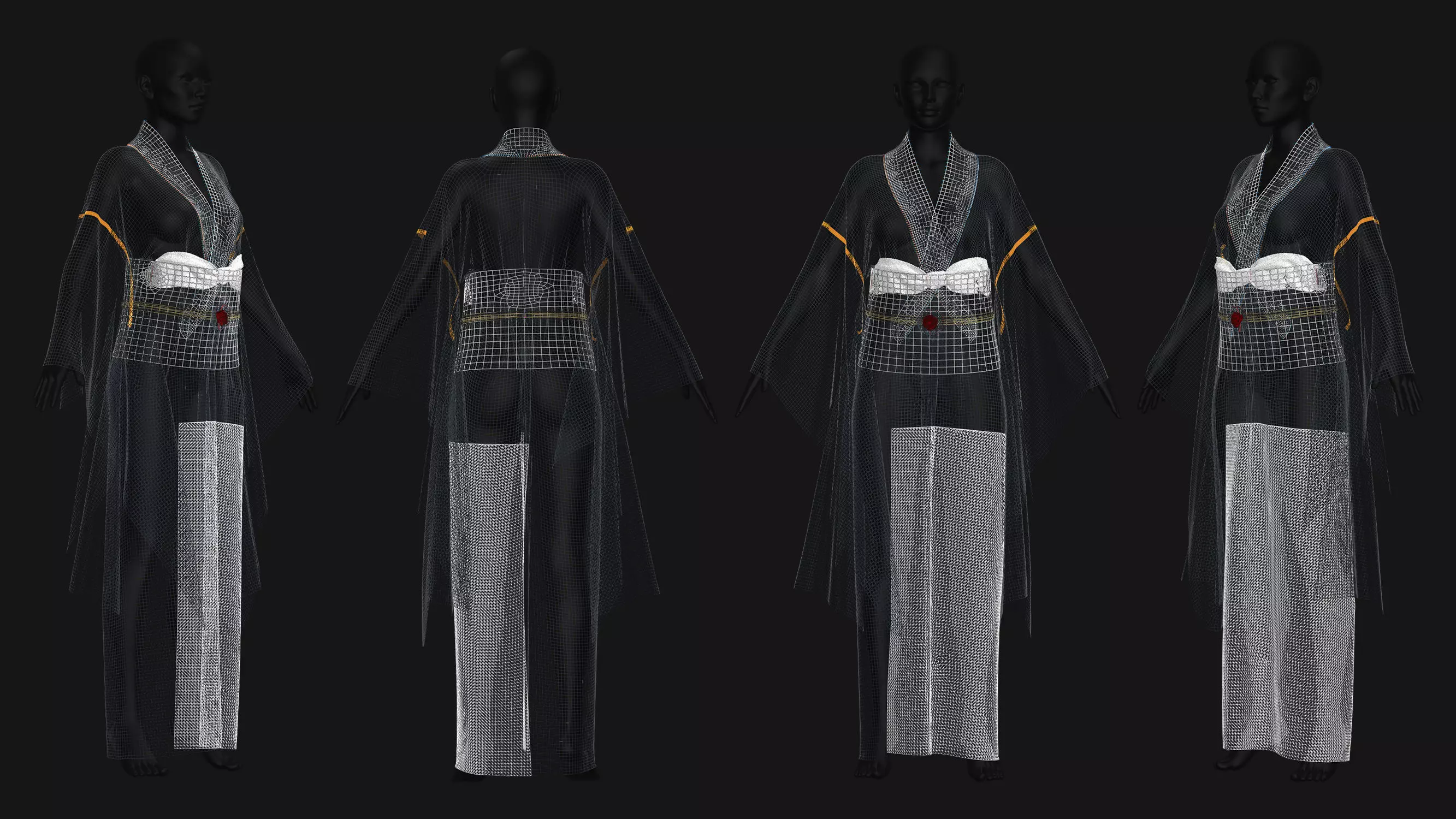 6 Female Kimono Outfit 3D model_6