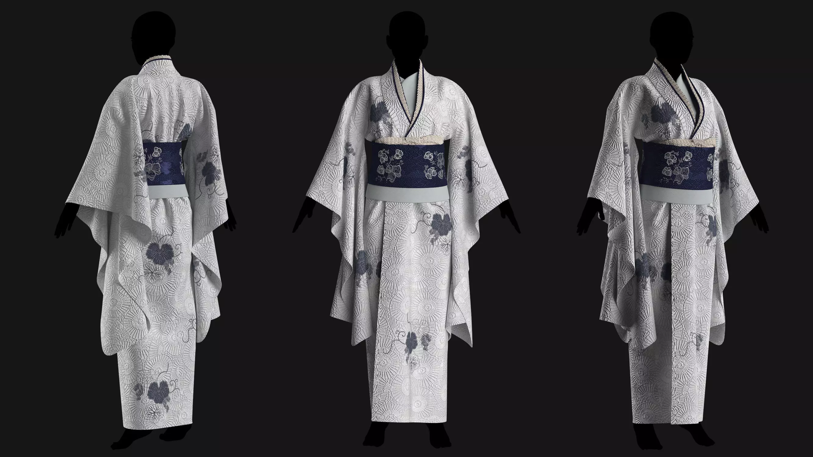 6 Female Kimono Outfit 3D model_1