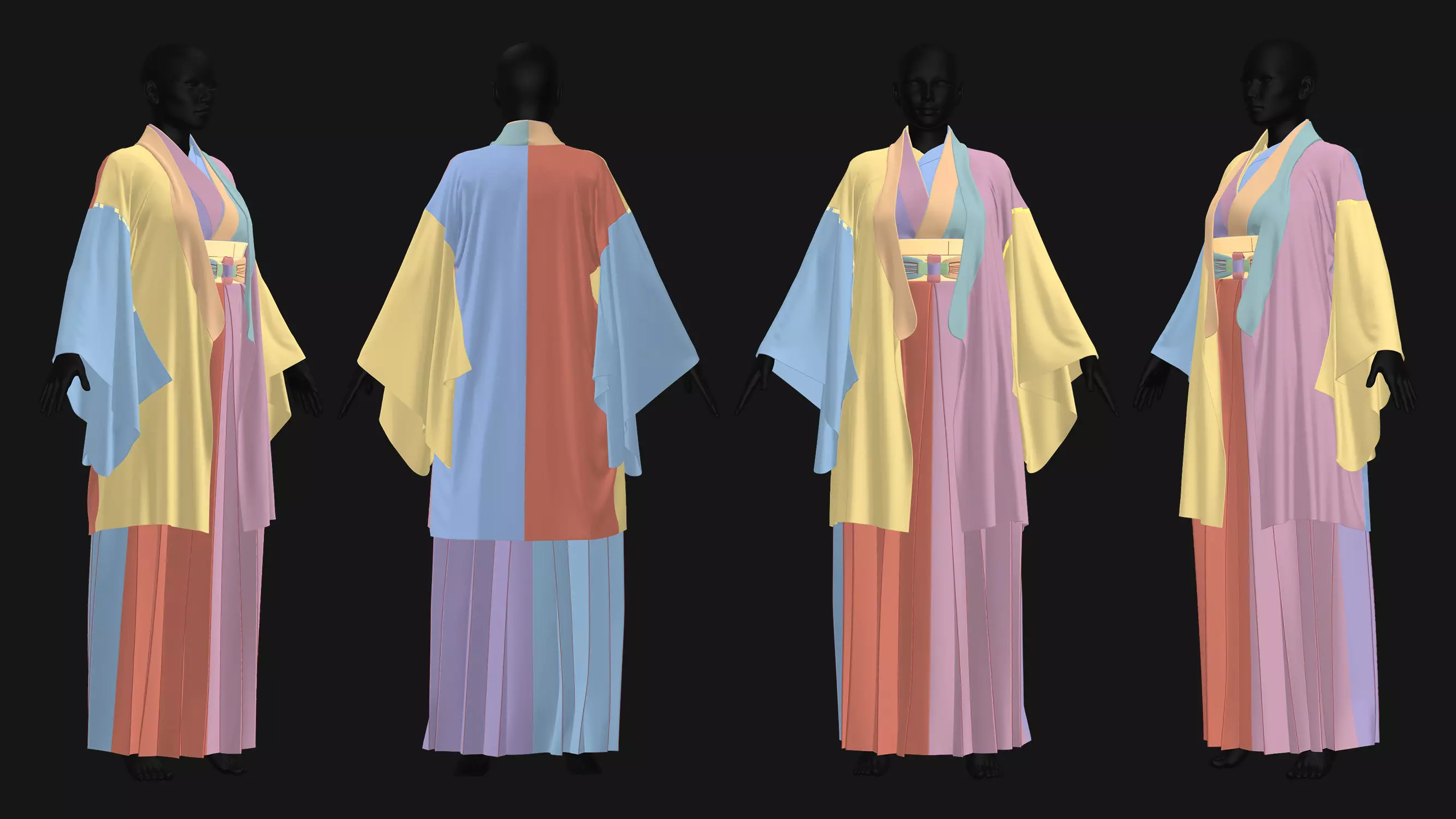6 Female Kimono Outfit 3D model_14