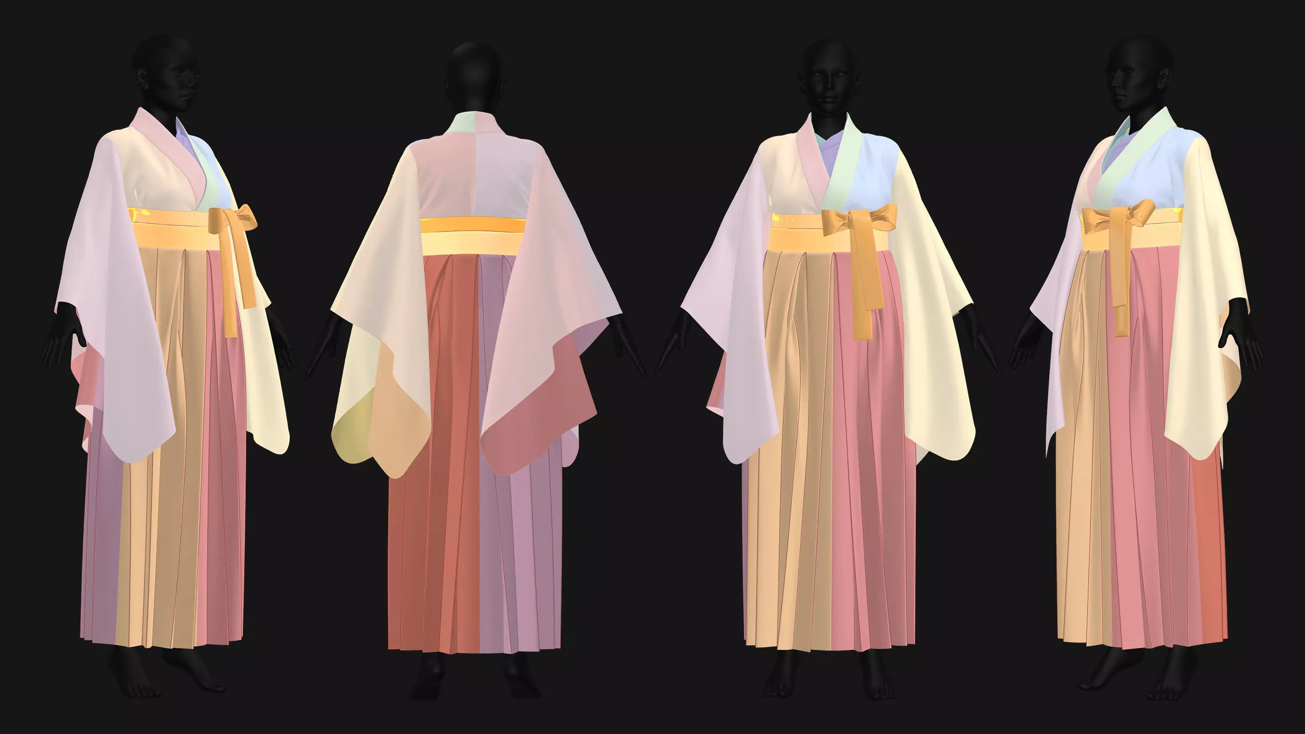 6 Female Kimono Outfit 3D model_8