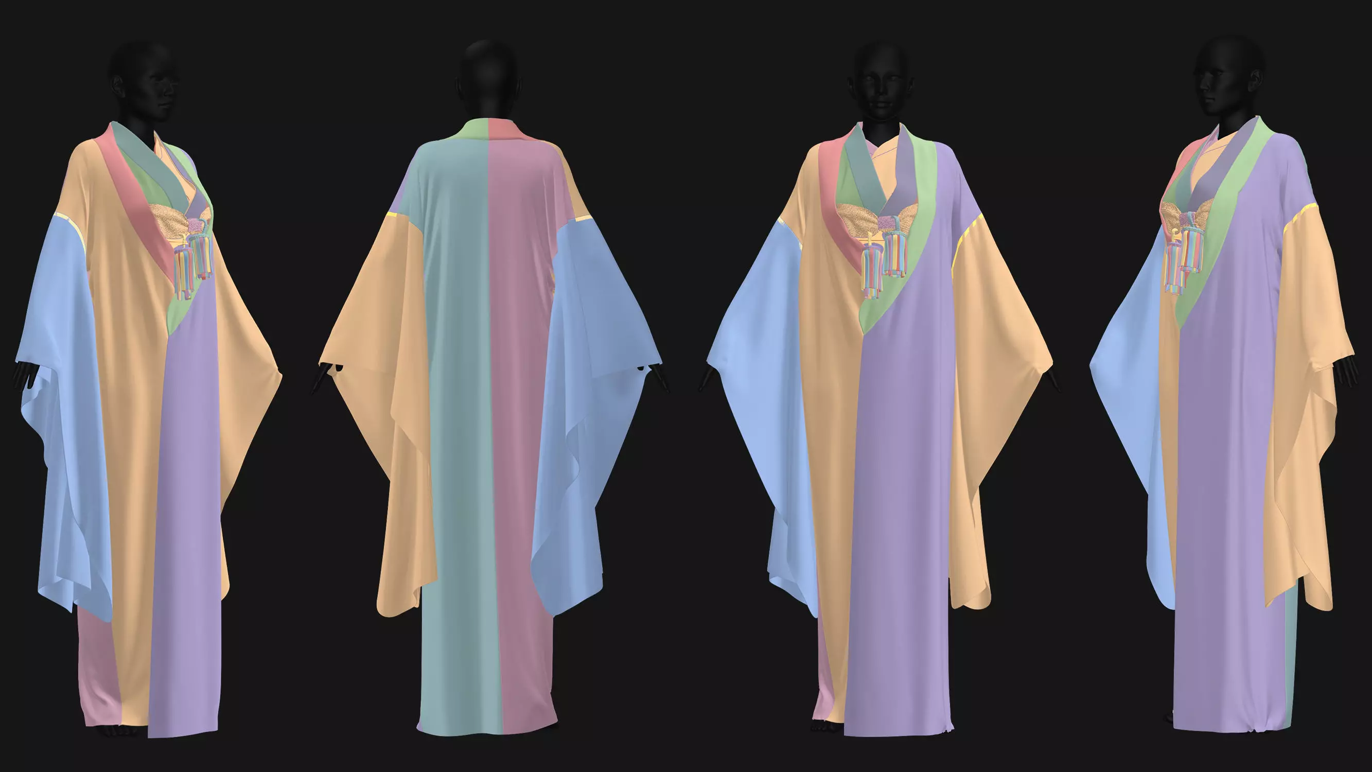 6 Female Kimono Outfit 3D model_11