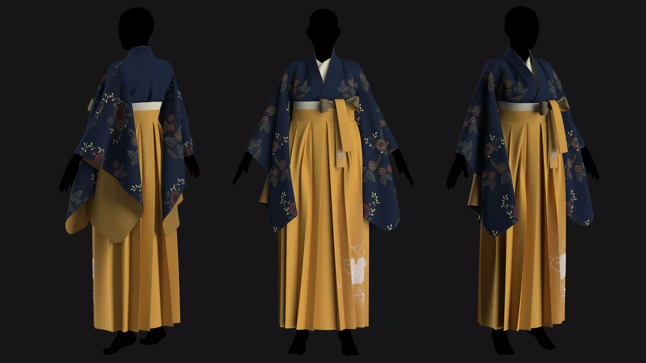6 Female Kimono Outfit 3D model_7