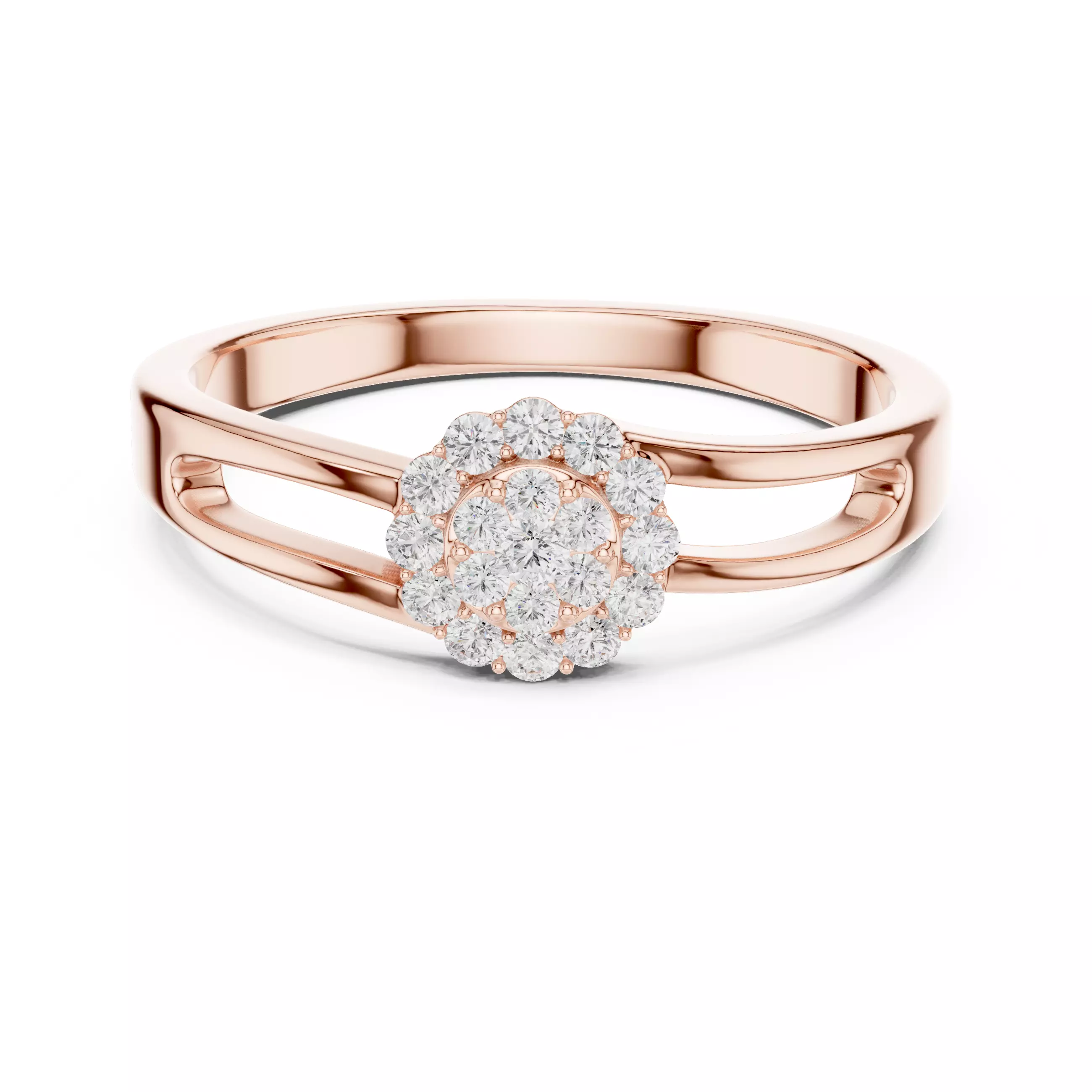 Round Halo Diamond Engagement Wedding Ring 3DM STL Video 3D print model