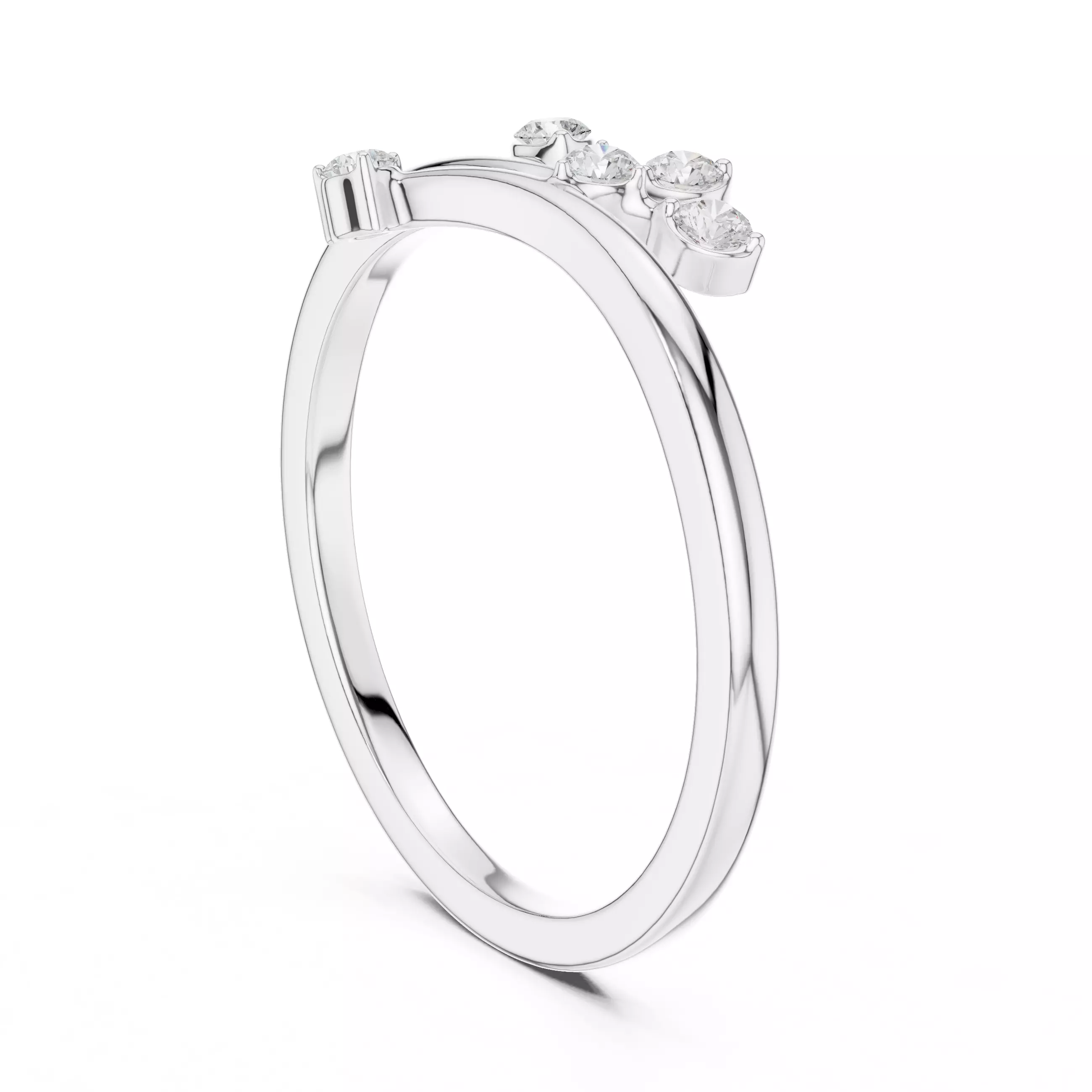 Five Round Diamond Bypass Engagement Ring 3DM STL Video 3D print model_9