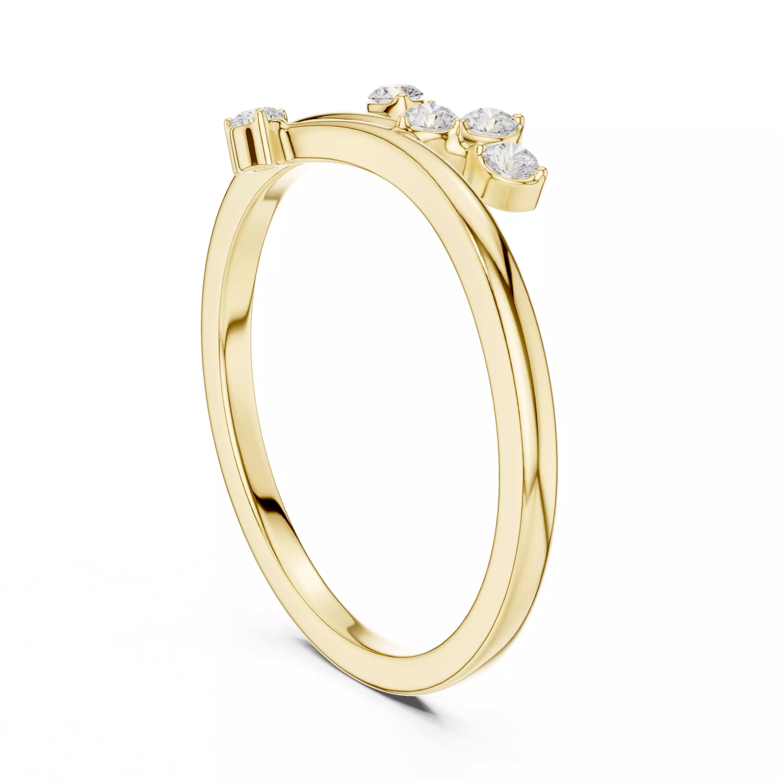 Five Round Diamond Bypass Engagement Ring 3DM STL Video 3D print model_6