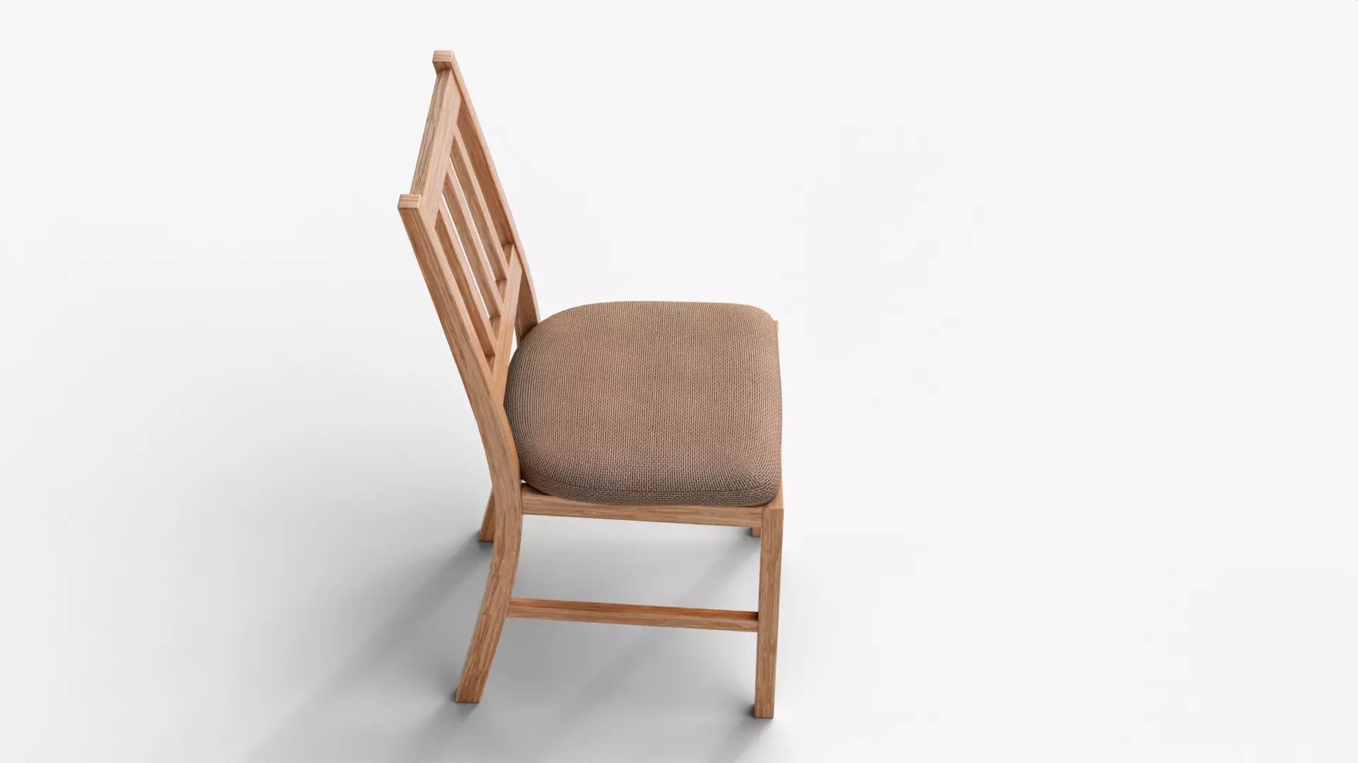 Realistic Wooden Chair with Soft Cushion Low-poly 3D model_6