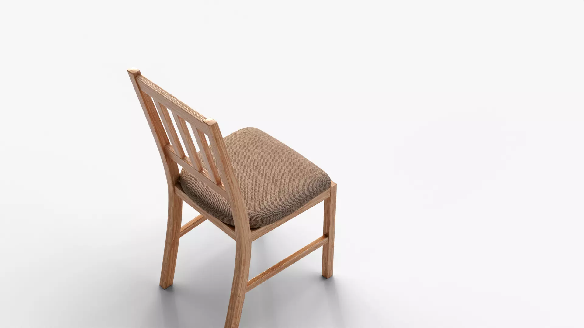 Realistic Wooden Chair with Soft Cushion Low-poly 3D model_3